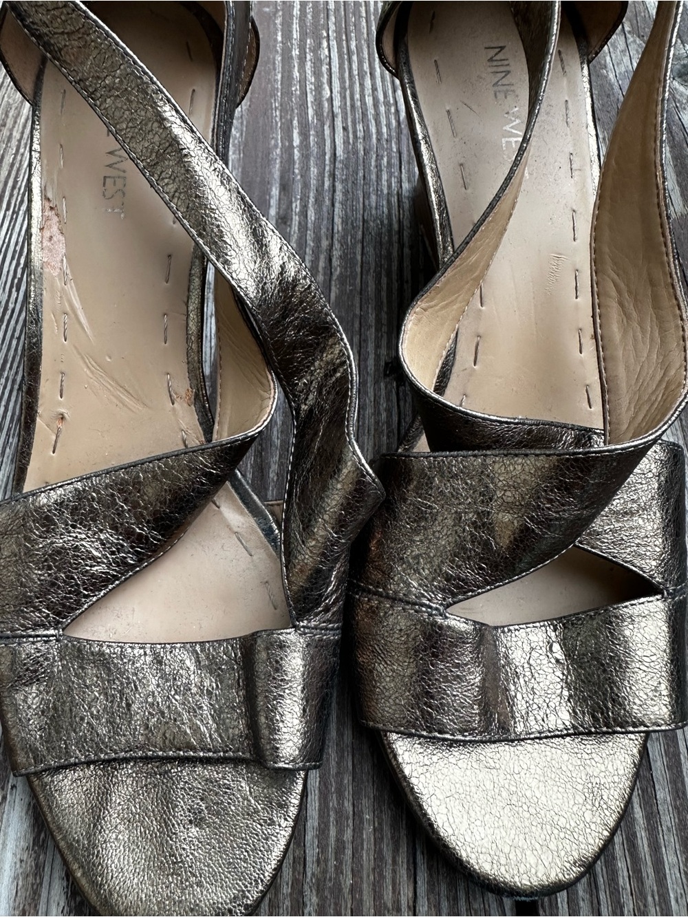NINE WEST dark gold wedge sandals